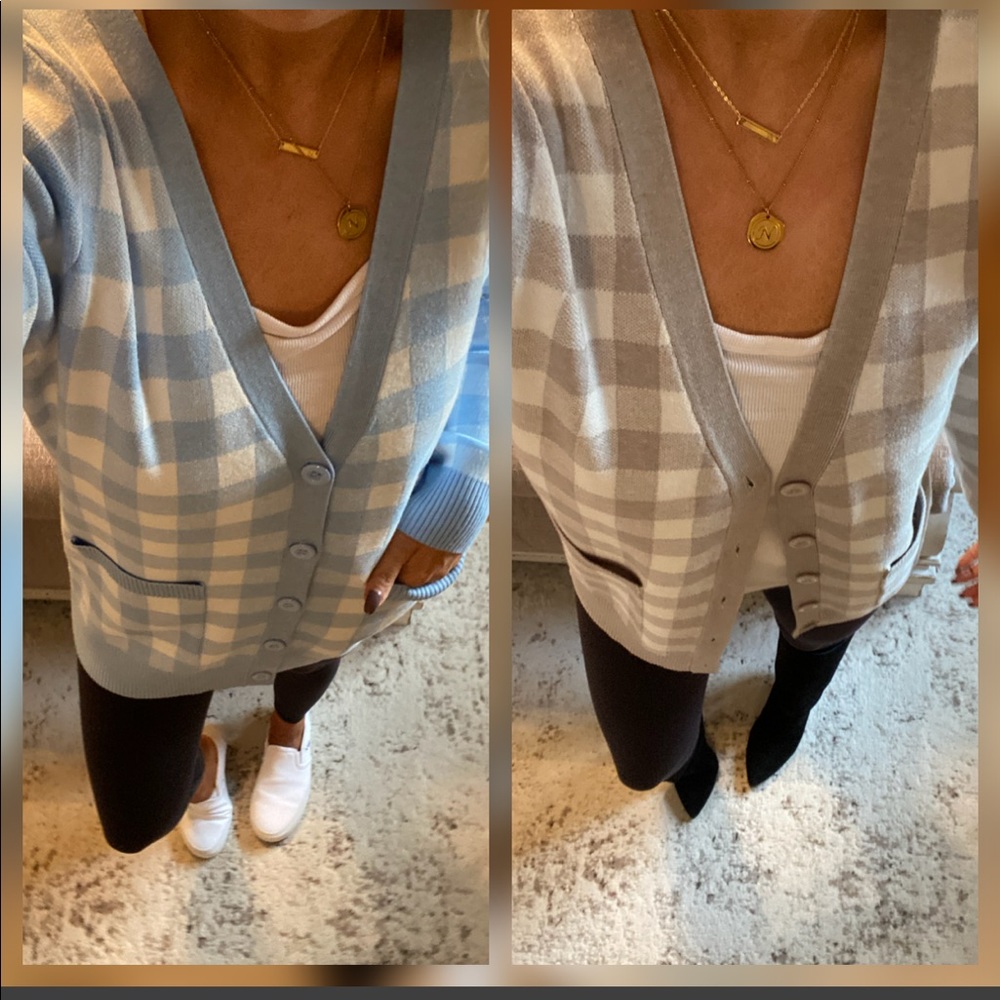 New Color ♥️Gingham pocket cardi sweater - Picture 9 of 13